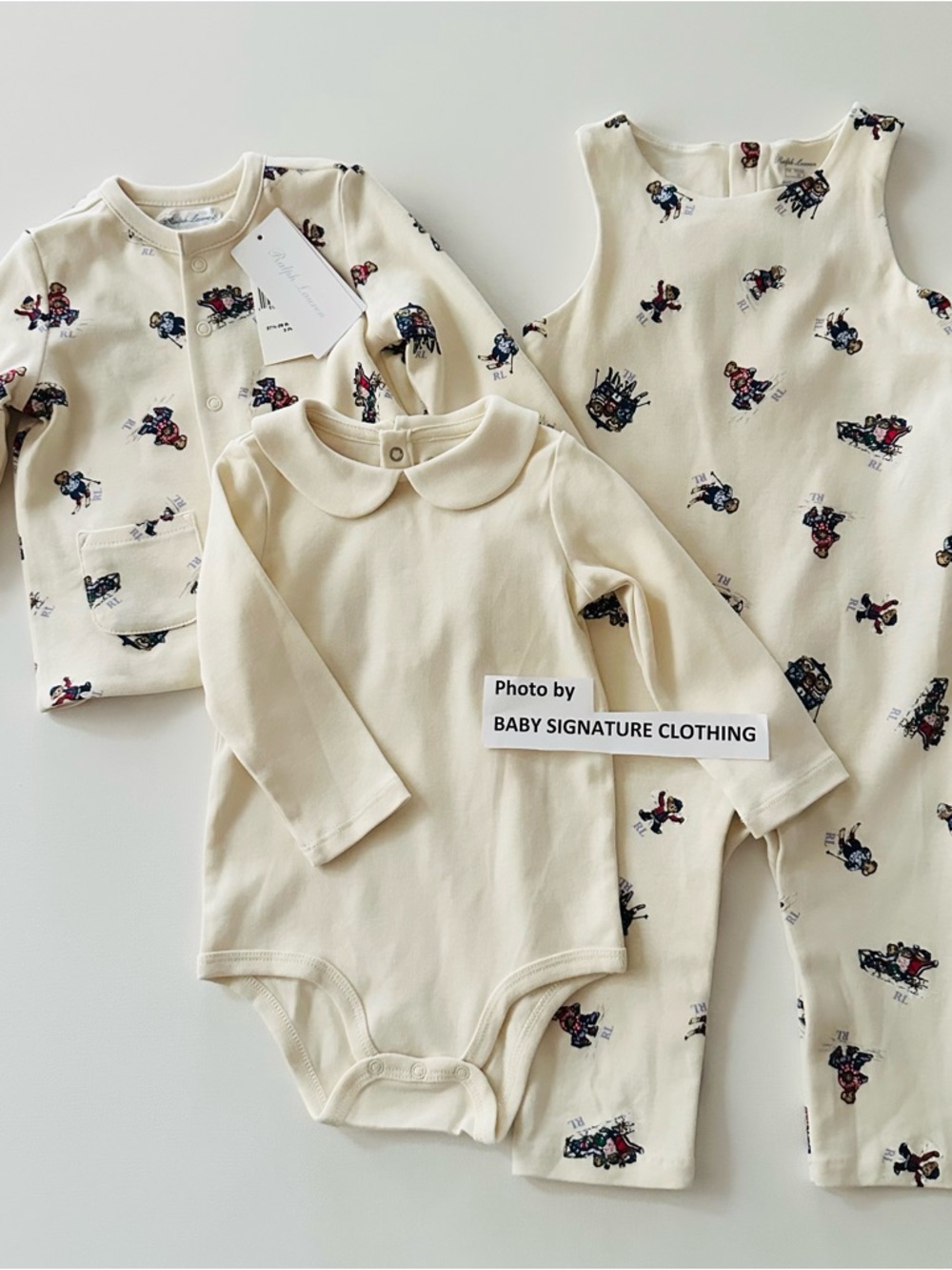 Ralph Lauren 9 Months Baby Polo Bear Reversible Jacket Bodysuit Romper Set NWT